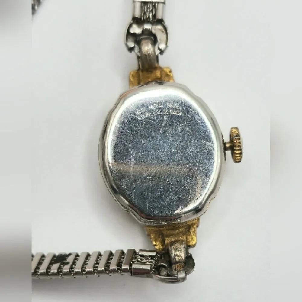 Vintage Bolivia gold silver rhinestone watch